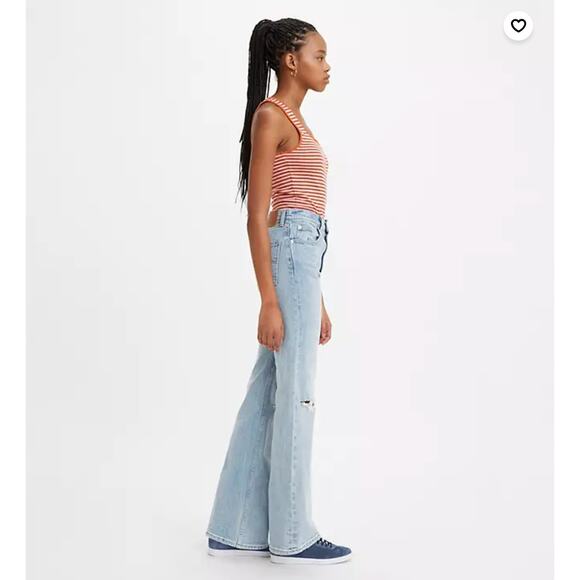 LEVI'S PREMIUM 70's High Rise Flare Jeans You and I Light Wash Sz 30 {3P27} - Picture 4 of 6